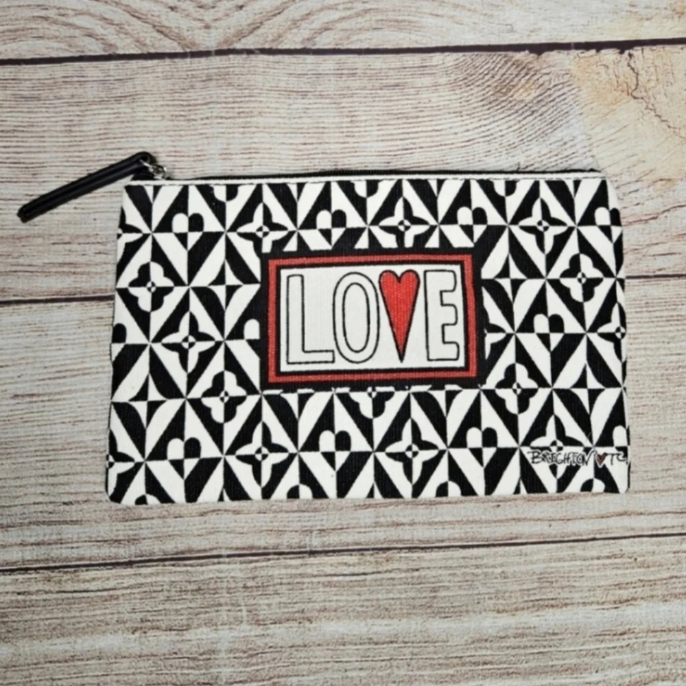 Brighton black and white Love hearts cosmetic bag